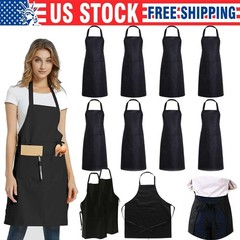 Kitchen Chef Bib Apron Cooking 2 Pockets Waterproof Butcher Catering Restaurant