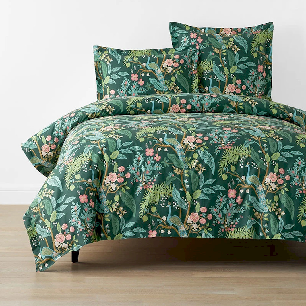 Rifle Paper Co. Peacock Classic Smooth Sateen Duvet Cover & Pillowcase Set gallery