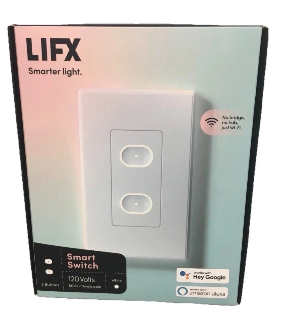 LIFX Smart Switch 2-Button White Wi-Fi In-Wall Touch Light Switch LFSPWHT1FUS gallery
