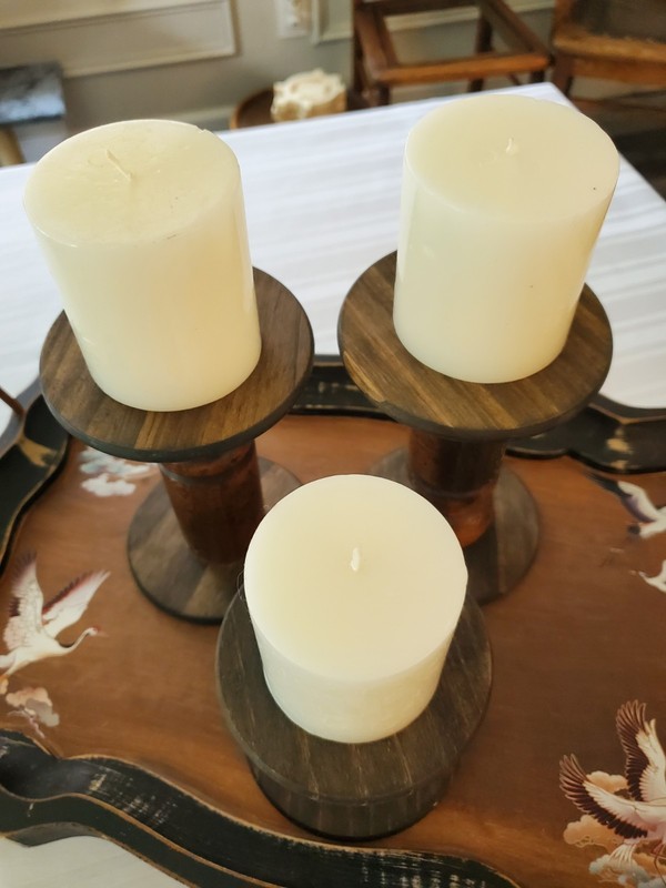Dark Walnut wooden candle holders Rustic, Design suitable for pillar candles gallery