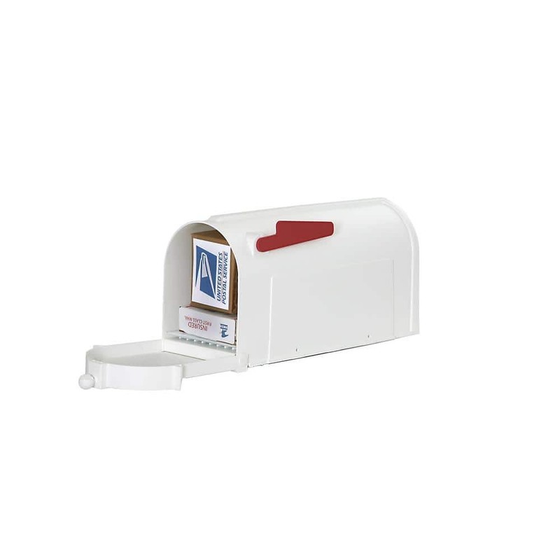 Ambrose White Post Mount Mailbox Large Plastic Residential Home Mail Box gallery