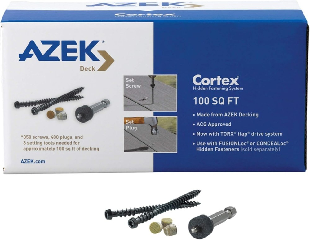 Azek cortex Hidden deck screws 100 Sq.Ft Torx drive Fusionloc BRAZILIAN WALNUT