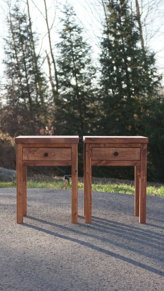 Dark Walnut Rustic - Cabin style Nightstand. Bedside table / Single Nightstand
