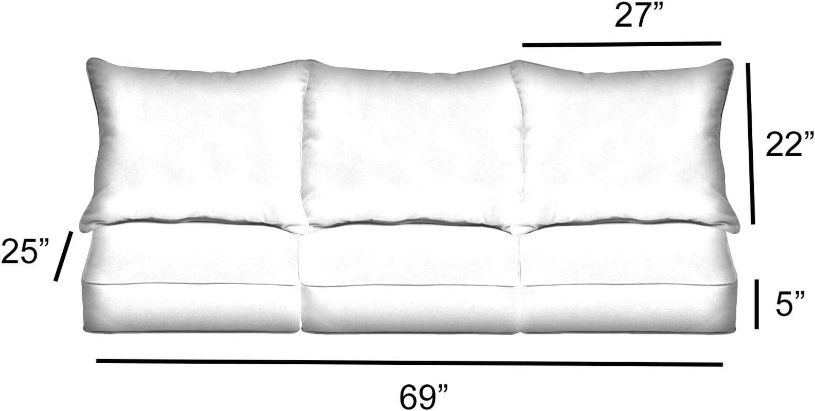 Trupedic X Sunbrella - Deep Seating Sofa Pillow and Cushion Set, 23 in X 25 in X gallery