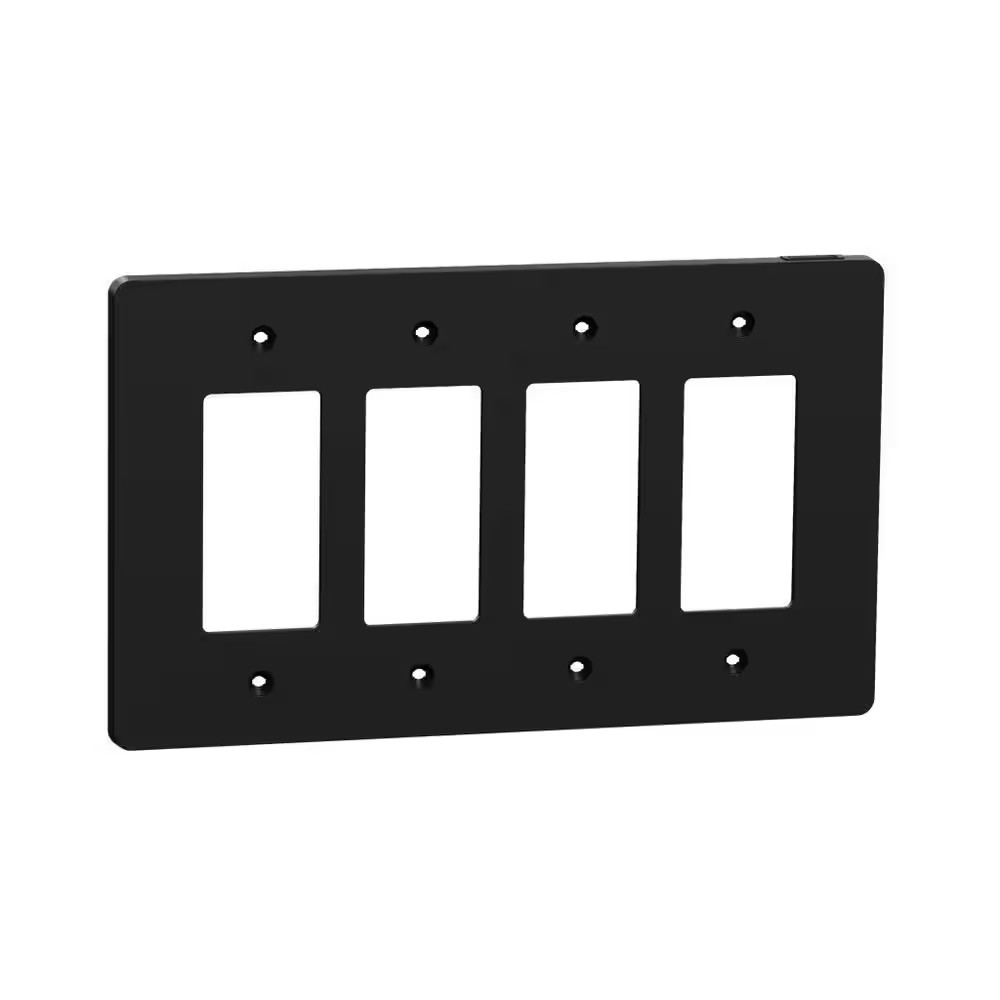 X Series 4-Gang Mid Size Plus Wall Plate Cover Decorator/Rocker Matte Black gallery