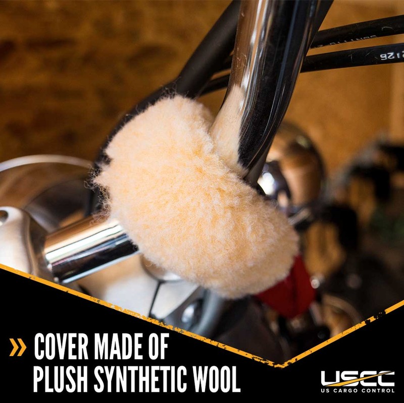 USCC Soft Motorcycle Handlebar Straps - w/Plush Wool Cover - 1" X 18" - Black gallery