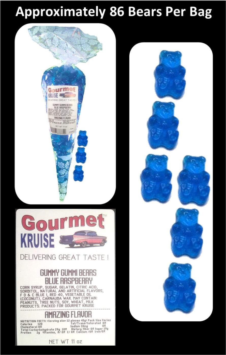 Blue Raspberry Gummi Bears 5lb And Blue Raspberry Gummy Gourmet Kruise® Bag 11oz gallery