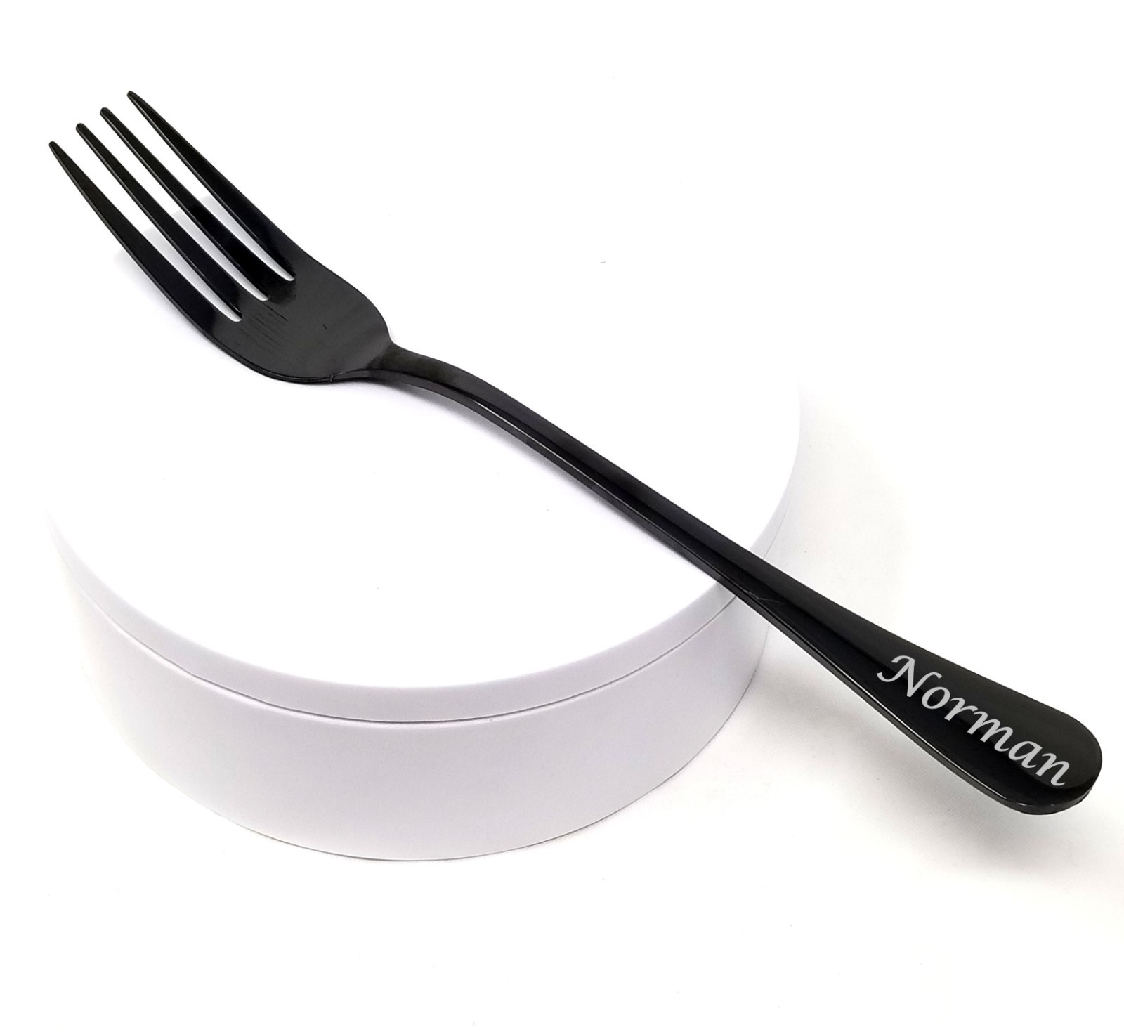 Custom Engraved Forks Black & Silver – Add Your Message Stylish Dining Gift Idea gallery