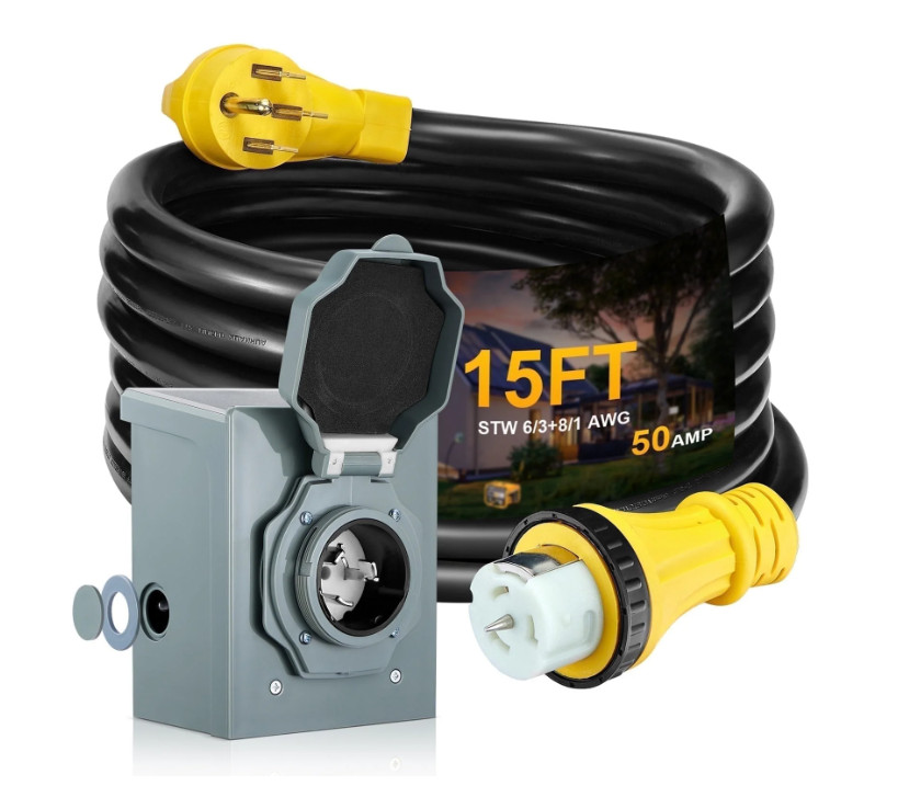 ETL Certified 15 FT 50A RV Extension Cord with Inlet Box High Capacity gallery