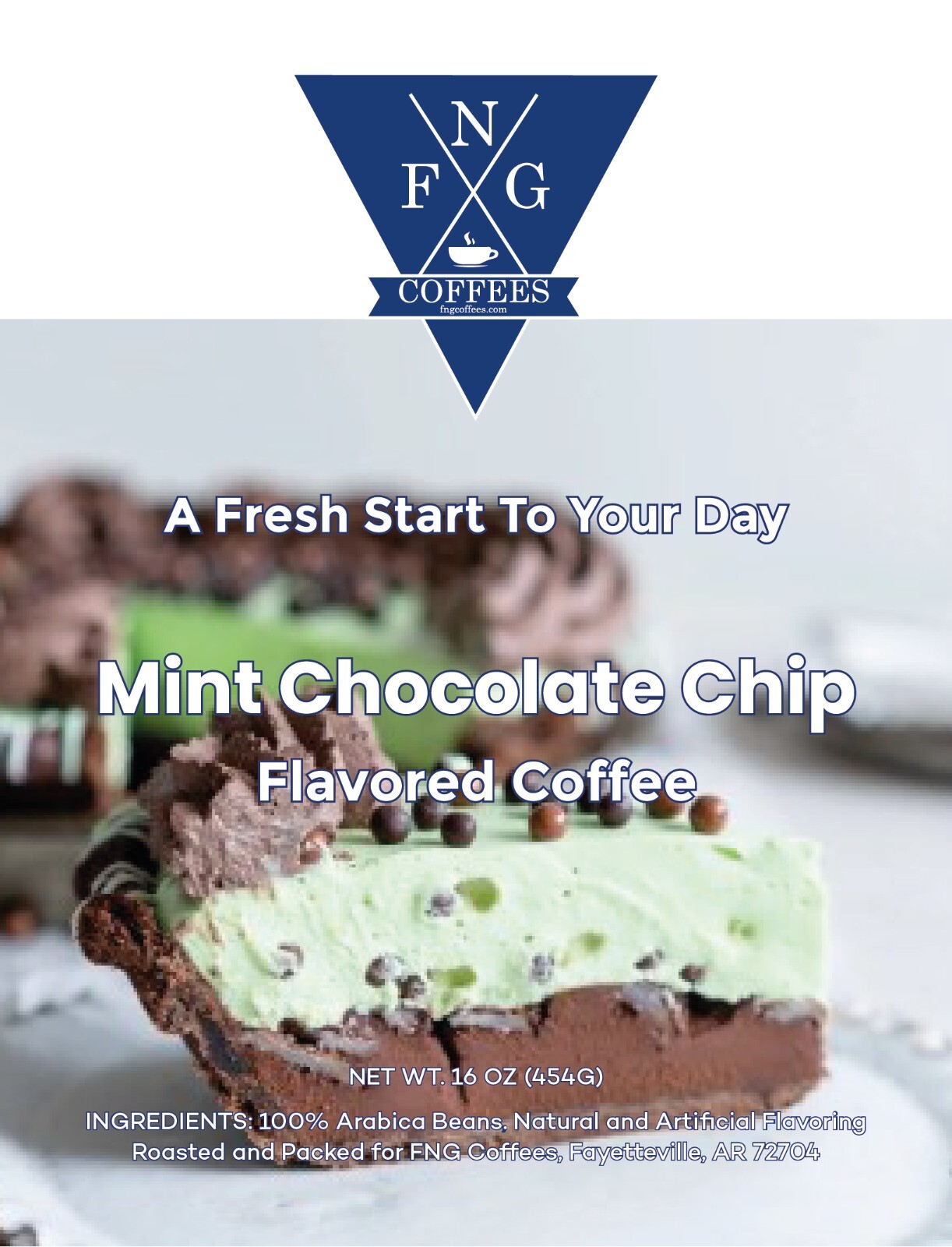 FNG Coffees-Mint Chocolate Chip-DECAF-Ground or Whole Bean- 16 oz gallery