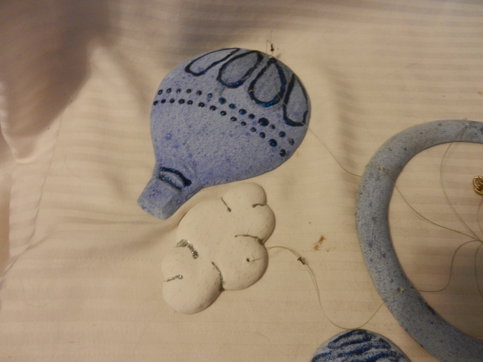 Hand Made Cast Plaster Hot Air Balloons With Clouds Hanging Mobile gallery