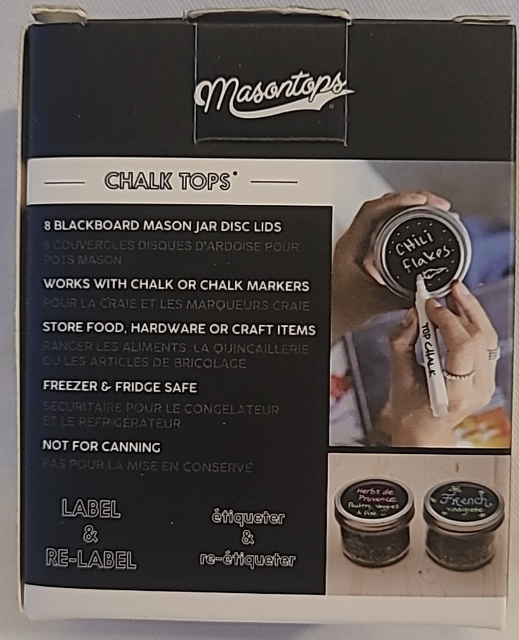 Masontops Chalk Tops, Reusable Chalkboard Lids, 8 Pack, Regular Mouth gallery
