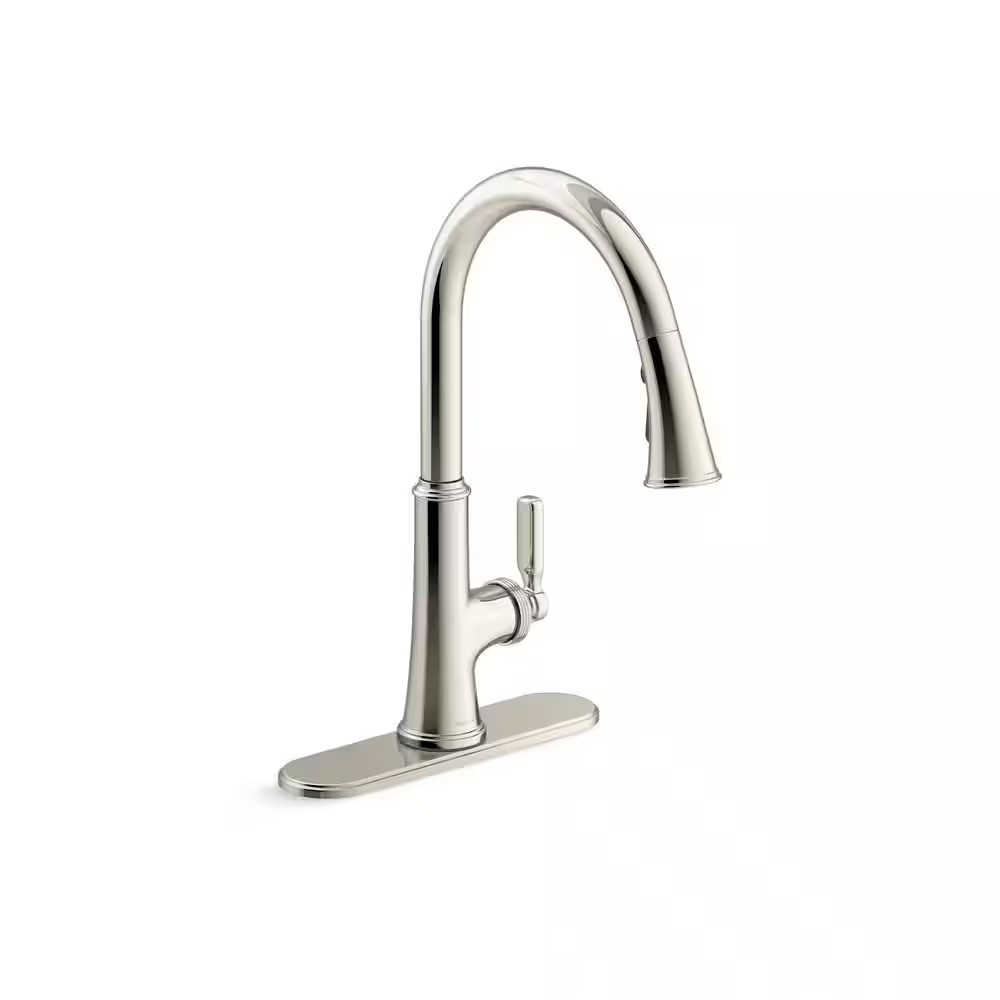 KOHLER Adva Pull Down Sprayer Kitchen Faucet in Vibrant POLISHED NICKEL gallery