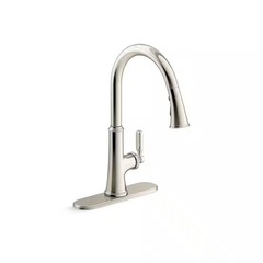 KOHLER Adva Pull Down Sprayer Kitchen Faucet in Vibrant POLISHED NICKEL