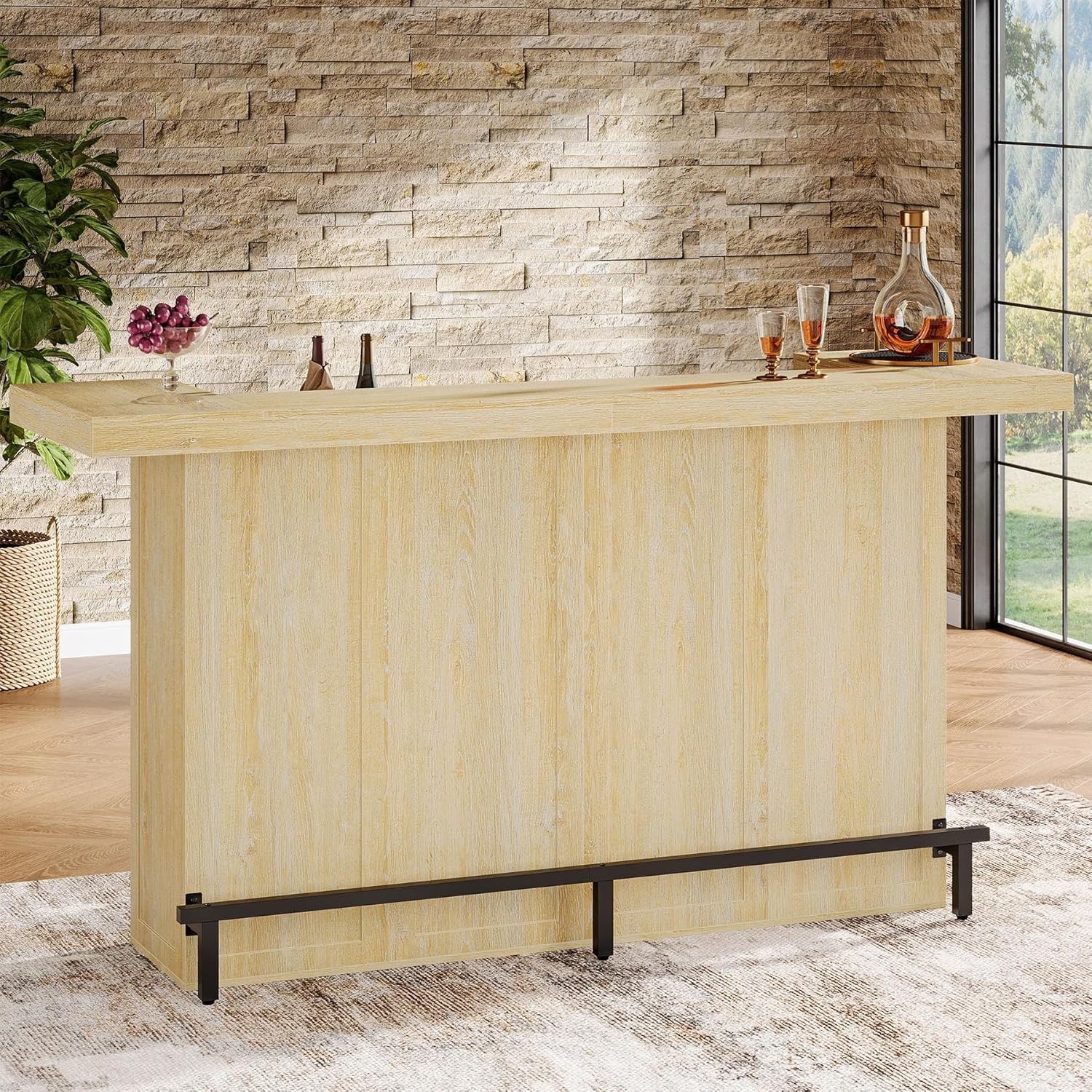 4-Tier Bar Table, 70.9-Inch Large Wooden Home Bar Unit for Home, Patio, Basement gallery