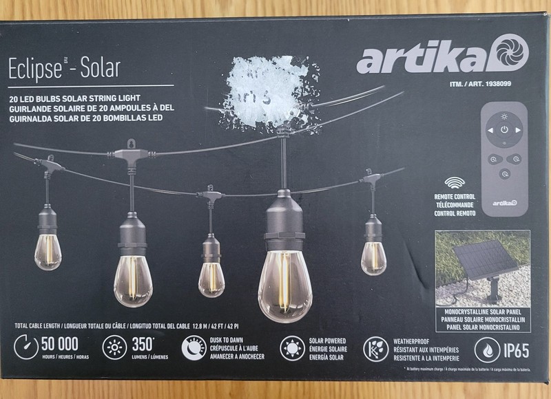 Artika Eclipse Solar LED String Light 20 Bulbs 42ft Outdoor #8099 gallery