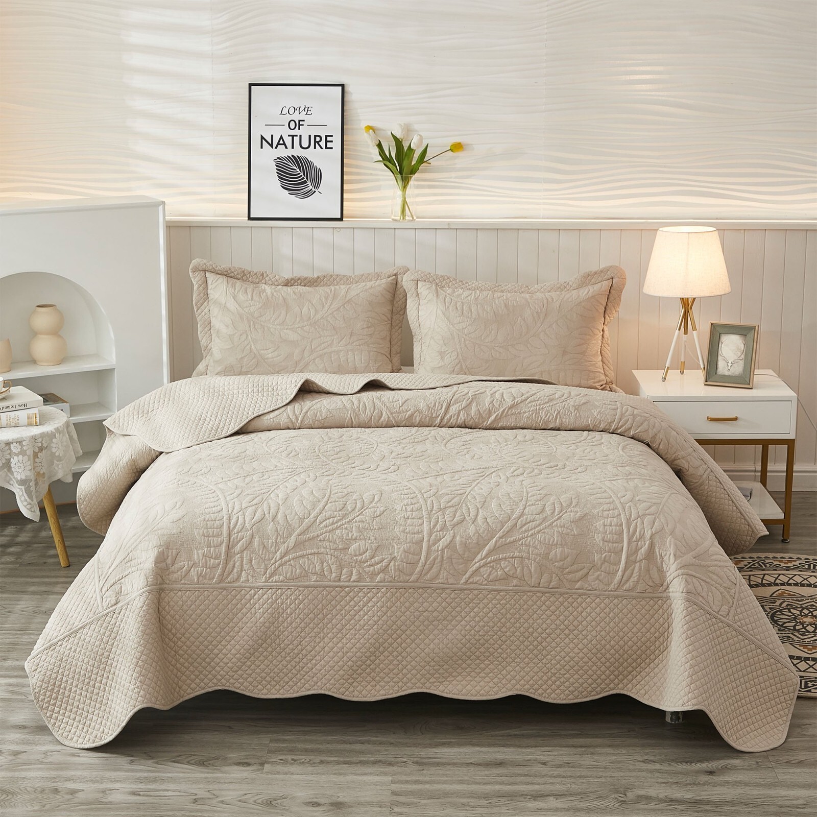 MarCielo 3-Piece 100% Cotton Oversized Bedspread Set Coverlet Set Lightweight gallery