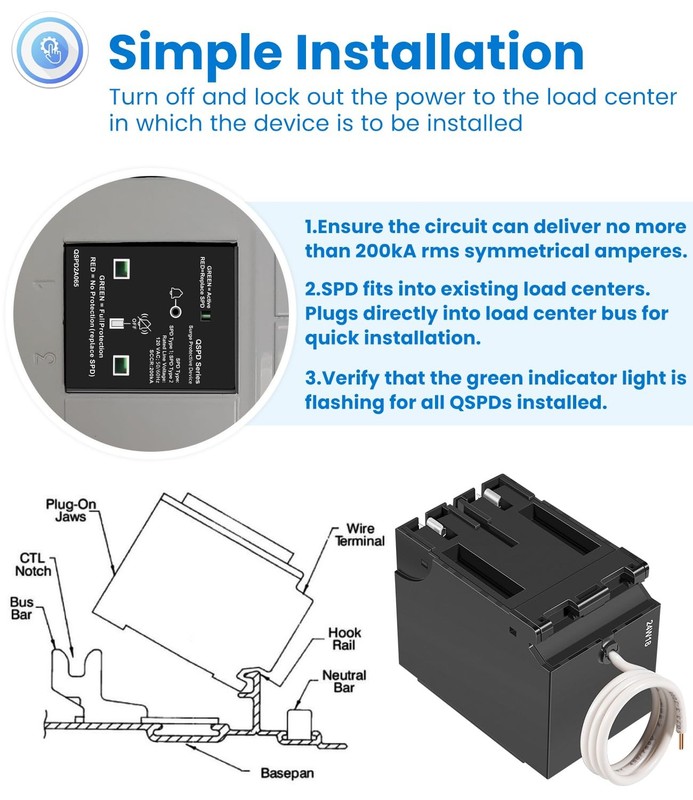 Replacement for Siemens QSPD2A065P Plug-in Surge Protection Device, 2-Pole... gallery