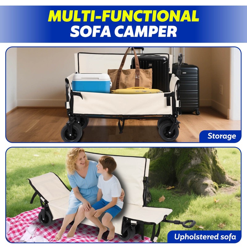 550LBS Collapsible Folding Wagon, Multi-functional Sofa Seat Reclining Camping gallery