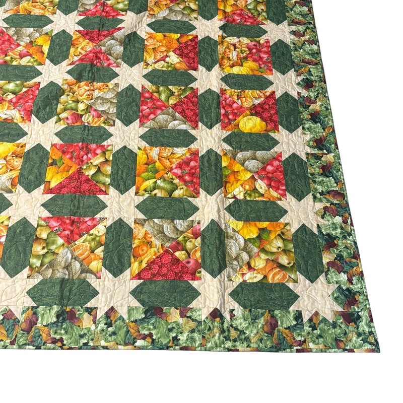 Handmade Patchwork Quilt Throw 2006 Fruit Salad Star Pattern Barbara Cheeseman gallery