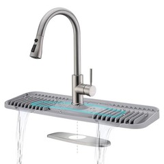 2nd Generation Silicone Faucet Mat, For Faucets with Deck Plate (Light Grey)