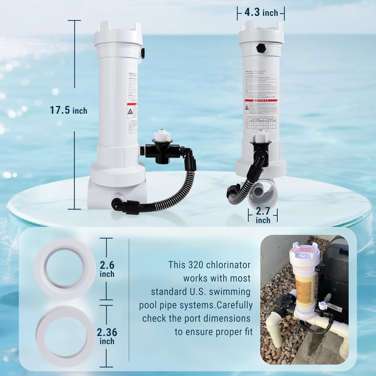Pool Chlorinator 320 R171096 Automatic Chlorine Feeder Adjustable Flow Control gallery