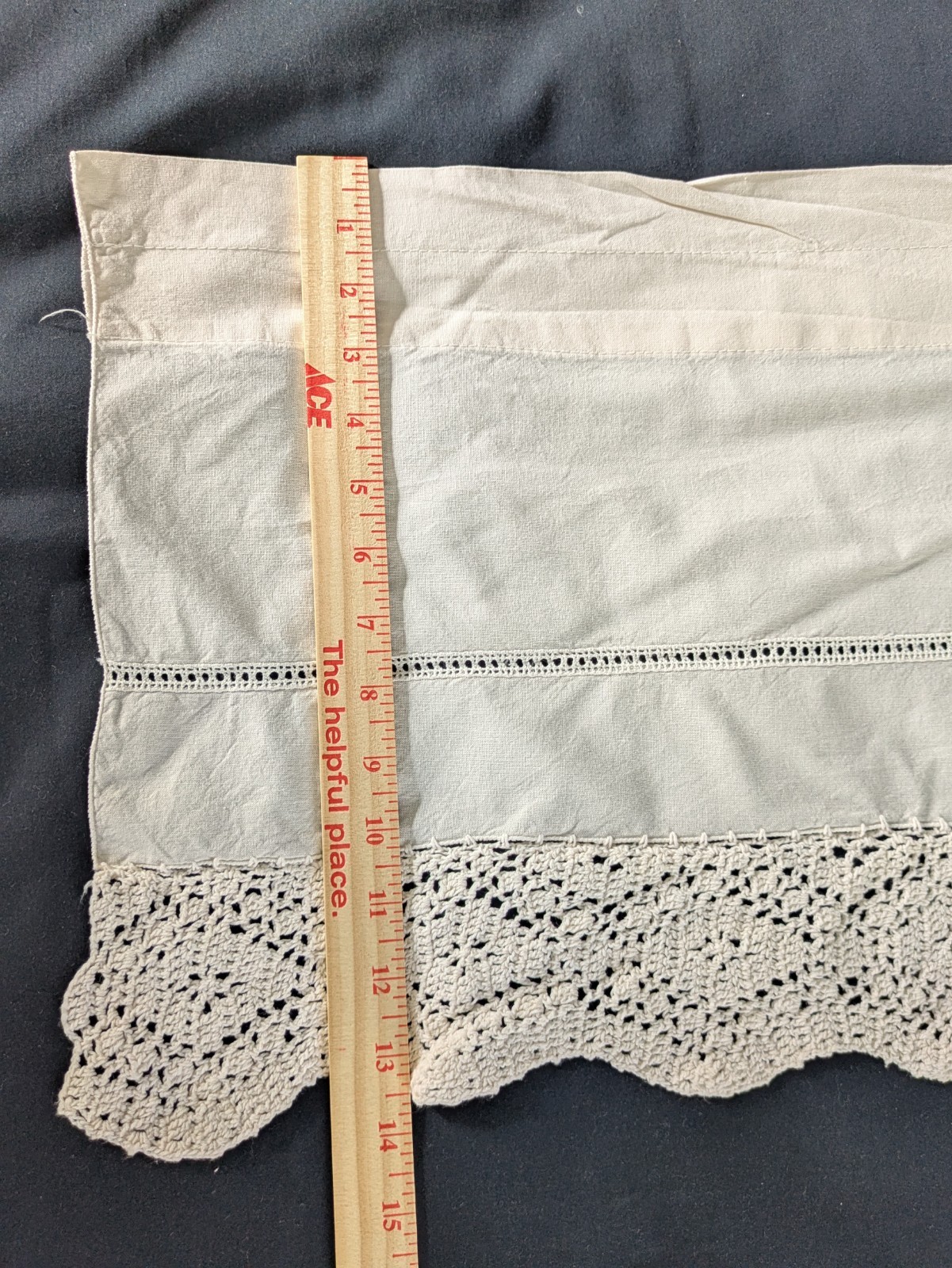 Essential Home Linen Valance Curtain Cream Ivory with Crocheted Edge 14x 57 gallery