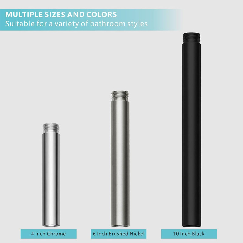 Shower Head Extension Arm, Solid Stainless Steel 10 Inch, Matte Black gallery