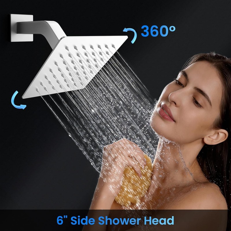 12" Ceiling Mount Rainfall Shower System Faucet Set with 2 Rain Shower Heads gallery