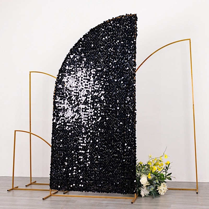 7 ft BLACK Double Sided Big Payette Sequin Half Moon Arch STAND COVER Party gallery