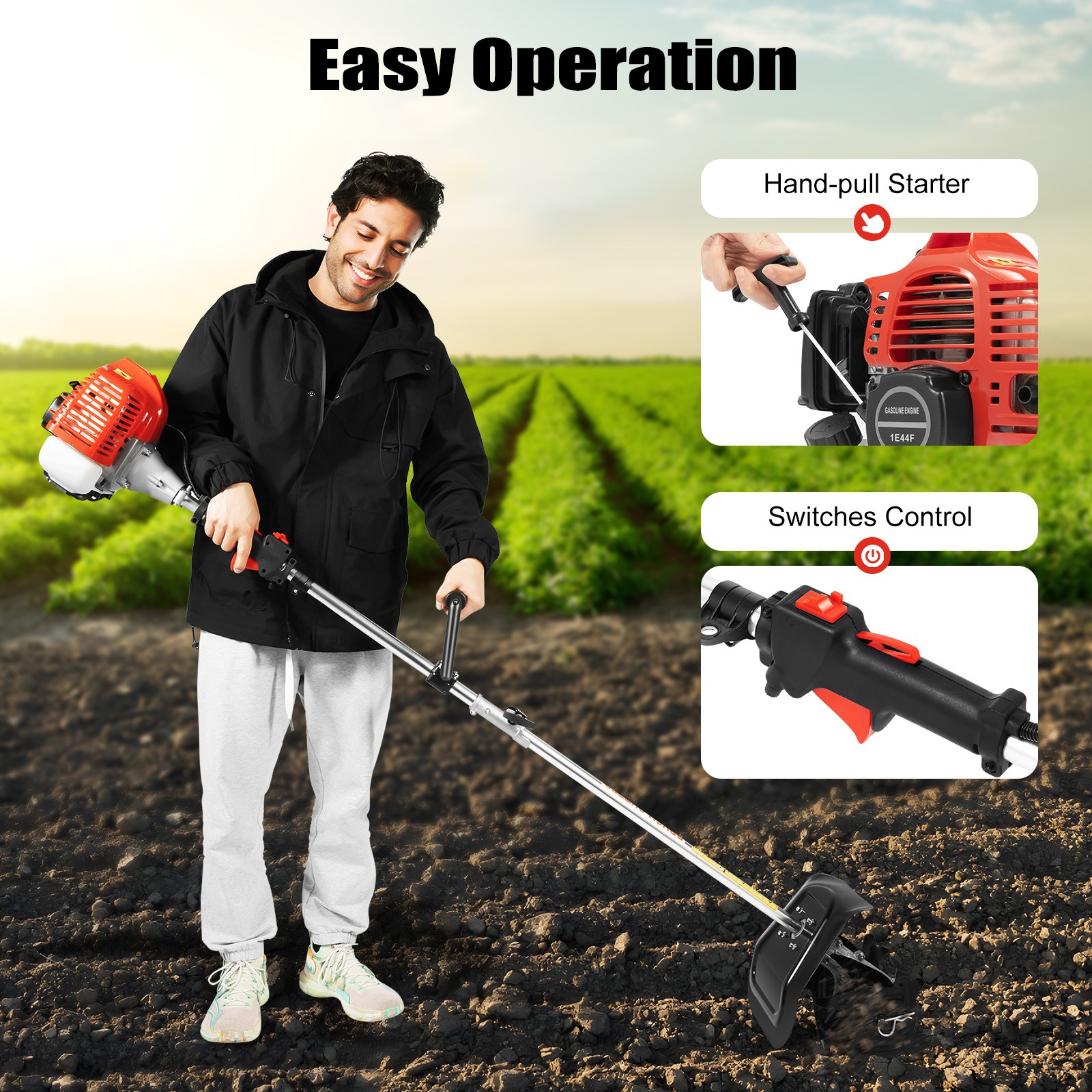 Hand-held Tiller Cultivator Mini Weeding Tilling 2Stroke 51.7cc Gas Power Engine gallery