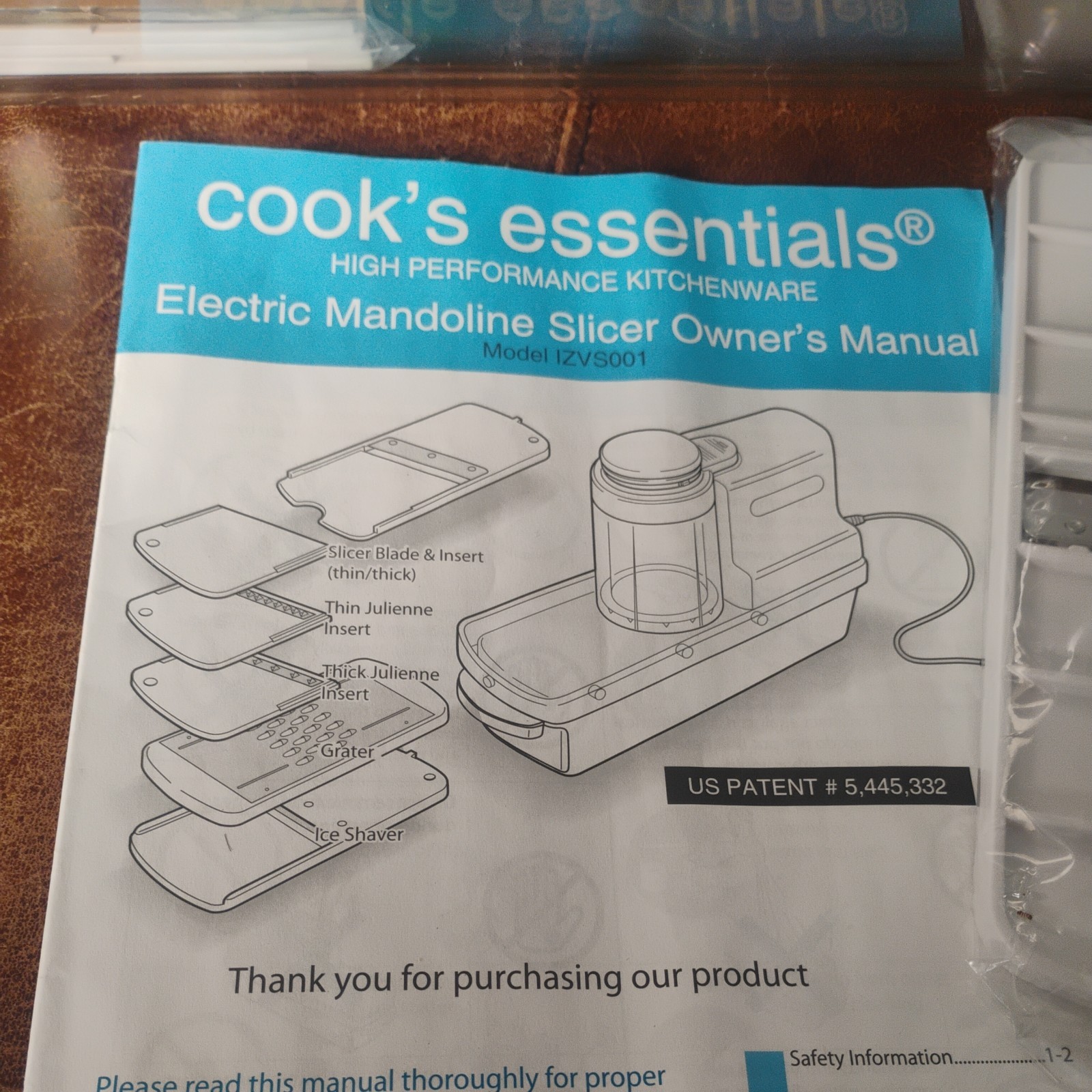 Cook's Essentials Electric Mandoline Slicer IZVS001 White With Blades Manual Set gallery