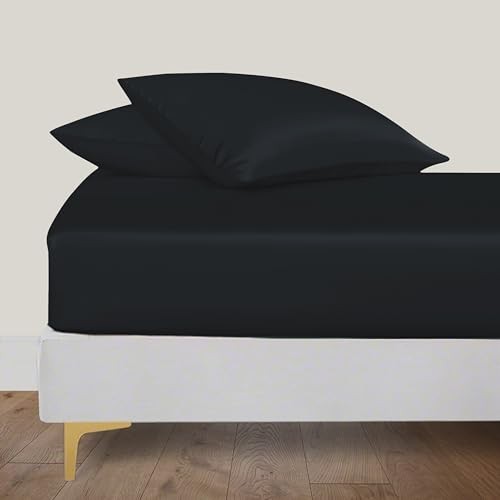Only Viscose Derived from Bamboo, Fitted Sheet - King Jet Black Fitted Sheet gallery