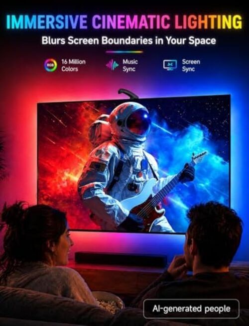 TV LED Backlight with Sensor, LED Sync Lights for TV 55-65 Inch, Multicolor gallery