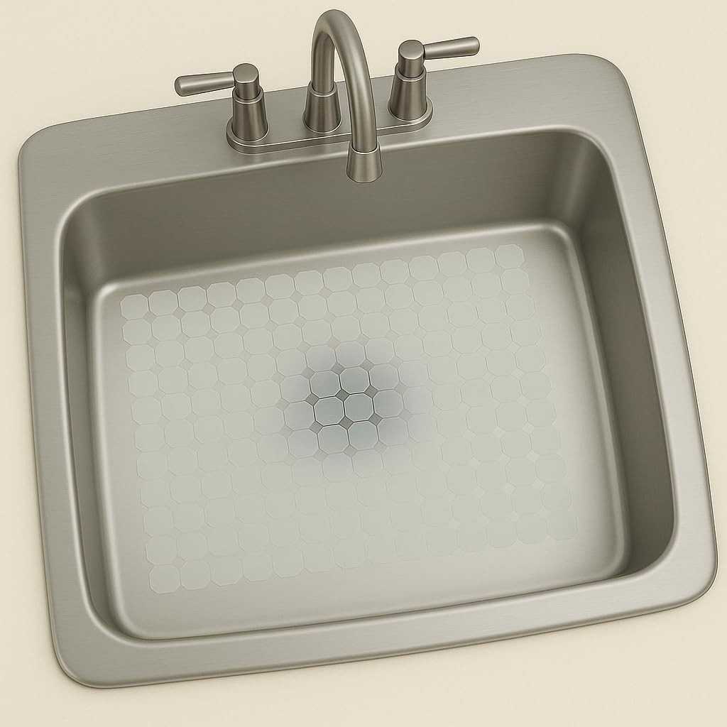 PVC Sink Mat 16"x12" Circle Design Protector for Kitchen Sink Scratch Guard Fros gallery