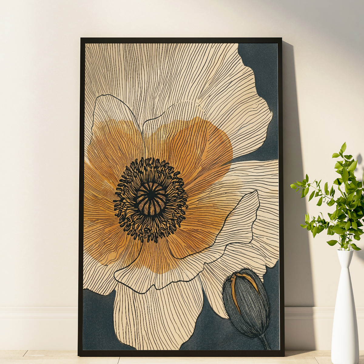 Modern Abstract Botanical Poster, Minimal Mid Century Floral Art Print gallery