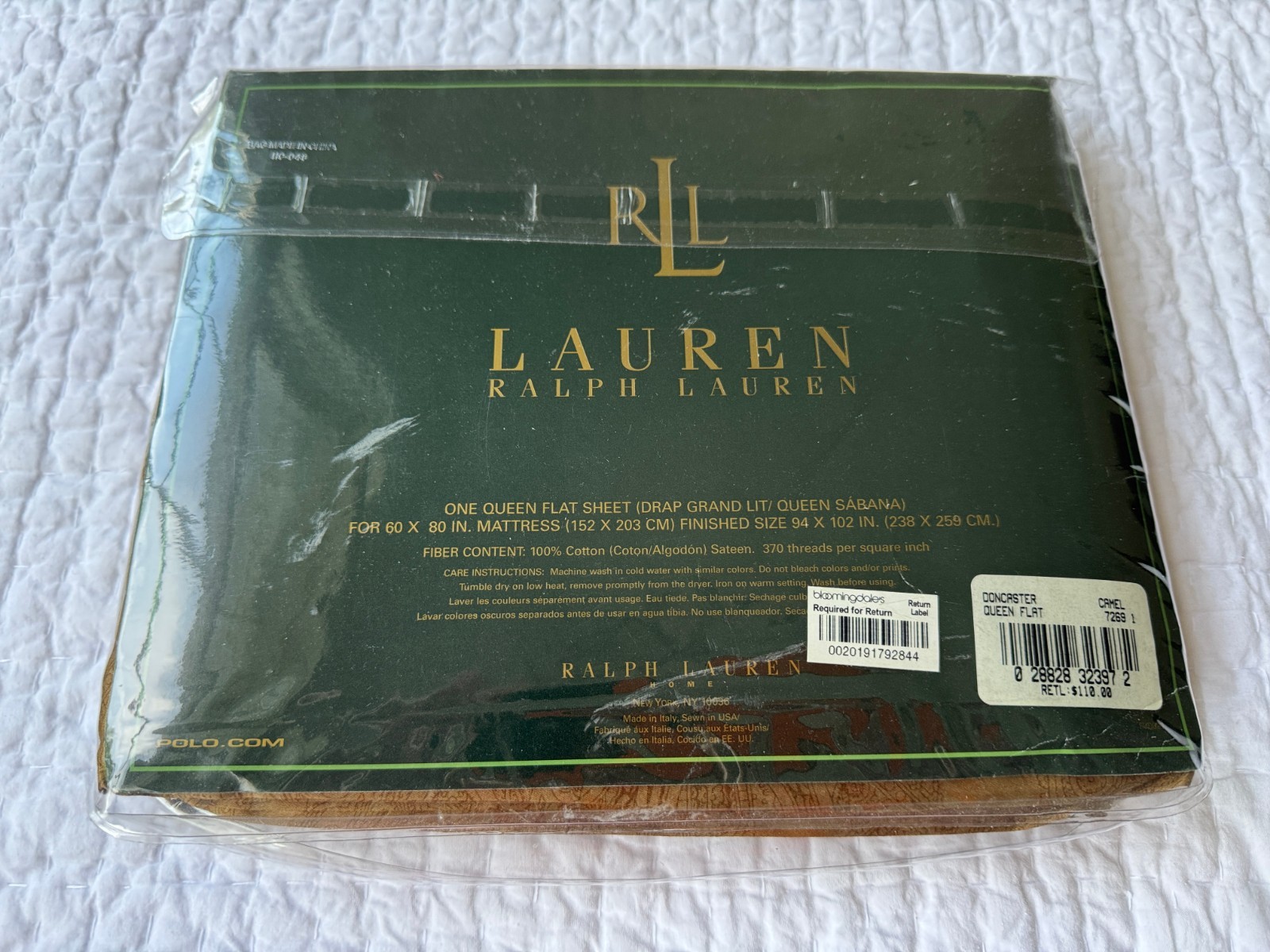 Rare Ralph Lauren Doncaster Queen Flat Sheet Camel Brown Paisley BNIP gallery