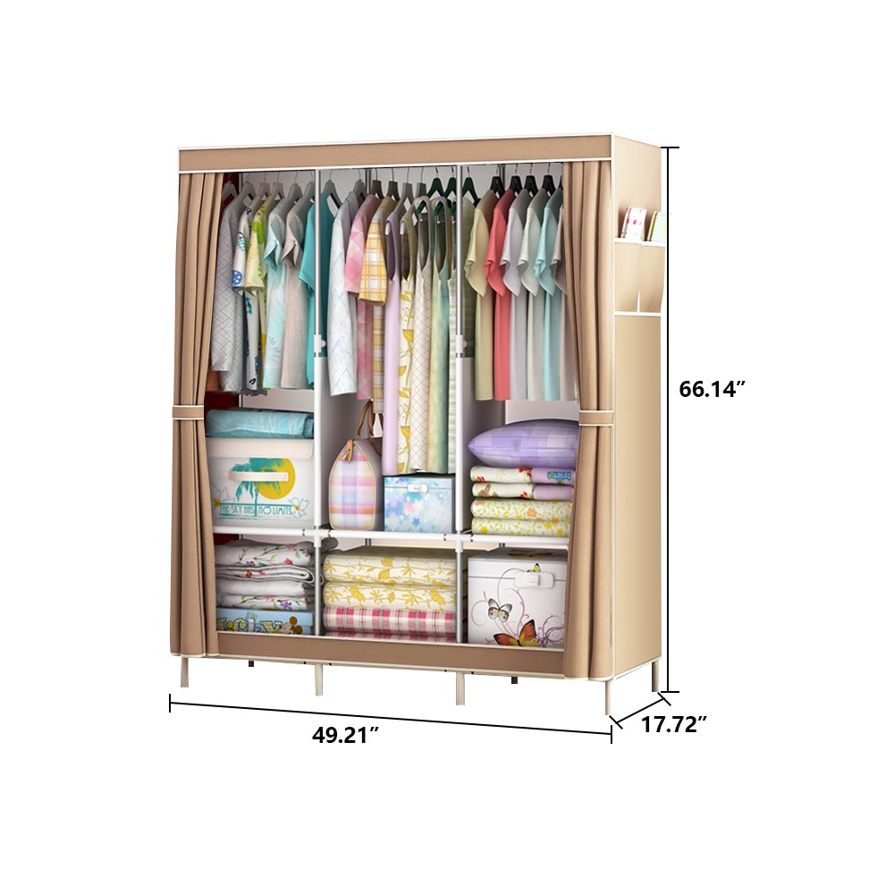 New Design Portable Closet Wardrobe Clothes Rack Storage Organizer Shelf Durable gallery