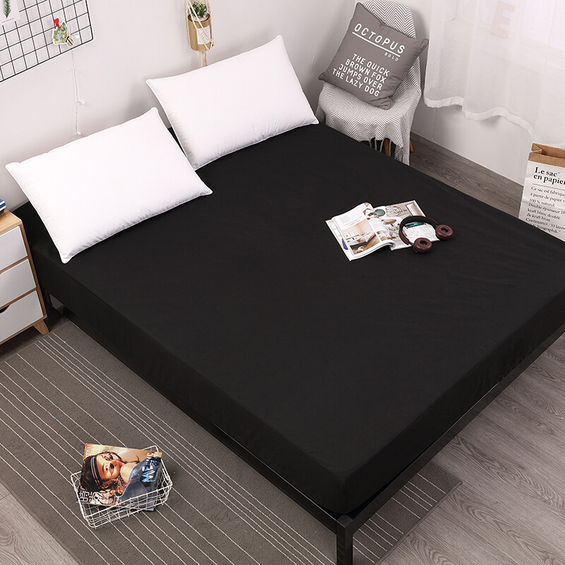 Waterproof Fitted Sheet Solid Color Bedding Mattress Protector Cover Washable gallery