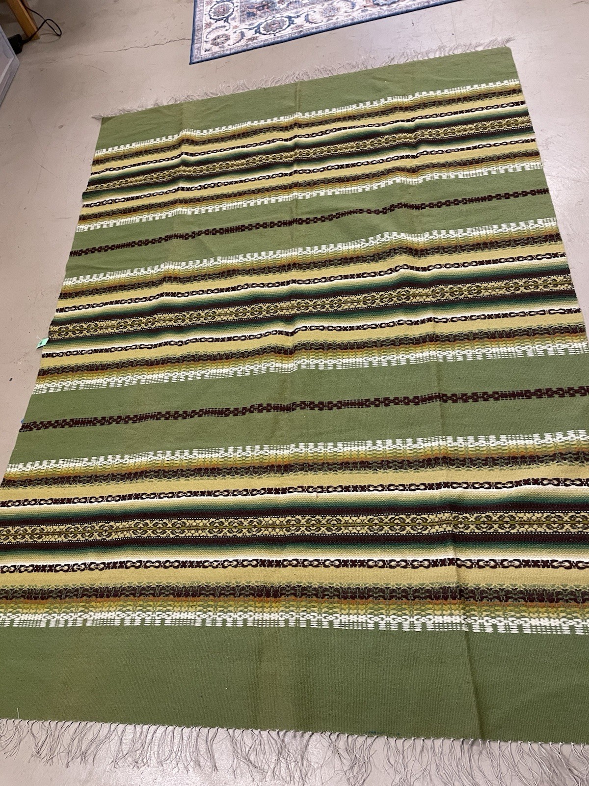 Woven Flat Textile Area Carpet 60x83. Green, Brown, Gold Southwestern,Turkish? gallery
