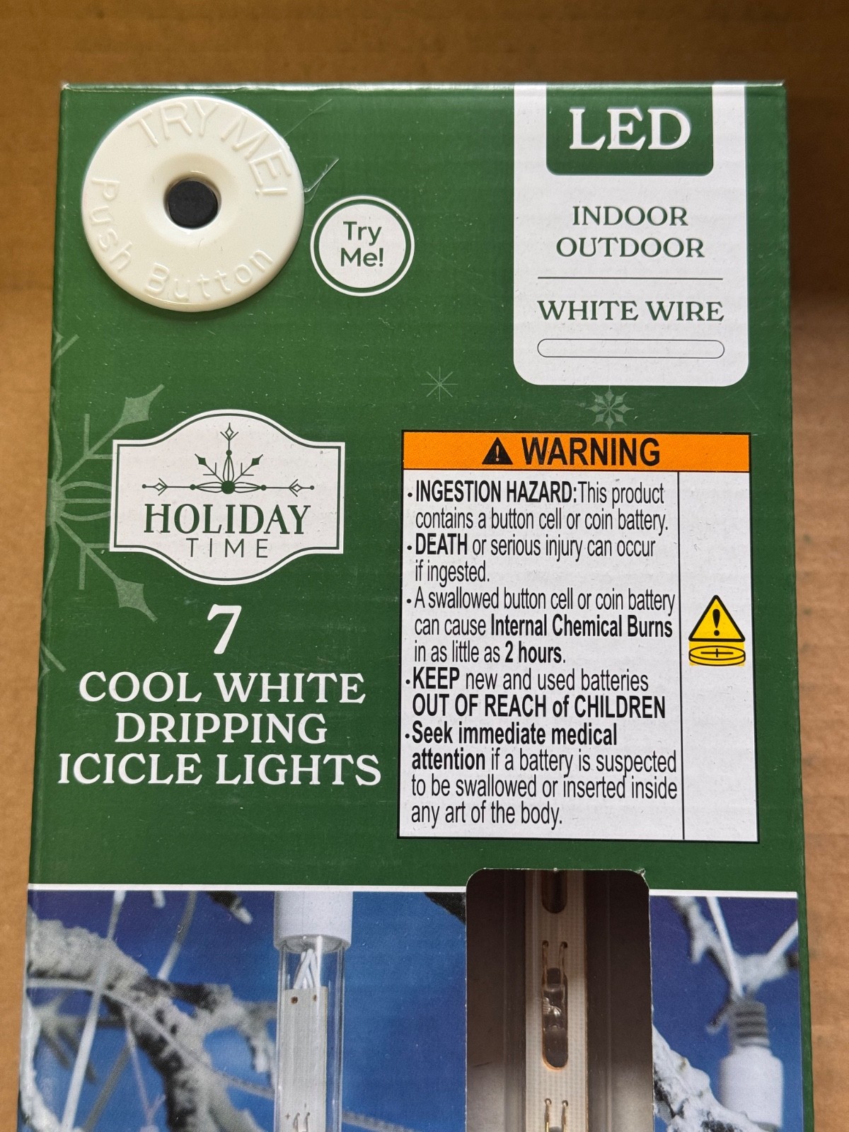 New 7-Count Cool White LED Dripping Icicle Christmas Lights on White Wire, 18' gallery