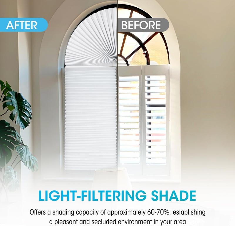 2 Pcs 36 X 72 Arch Half Circle Window Shades Window Pleated Blinds Light Filter gallery