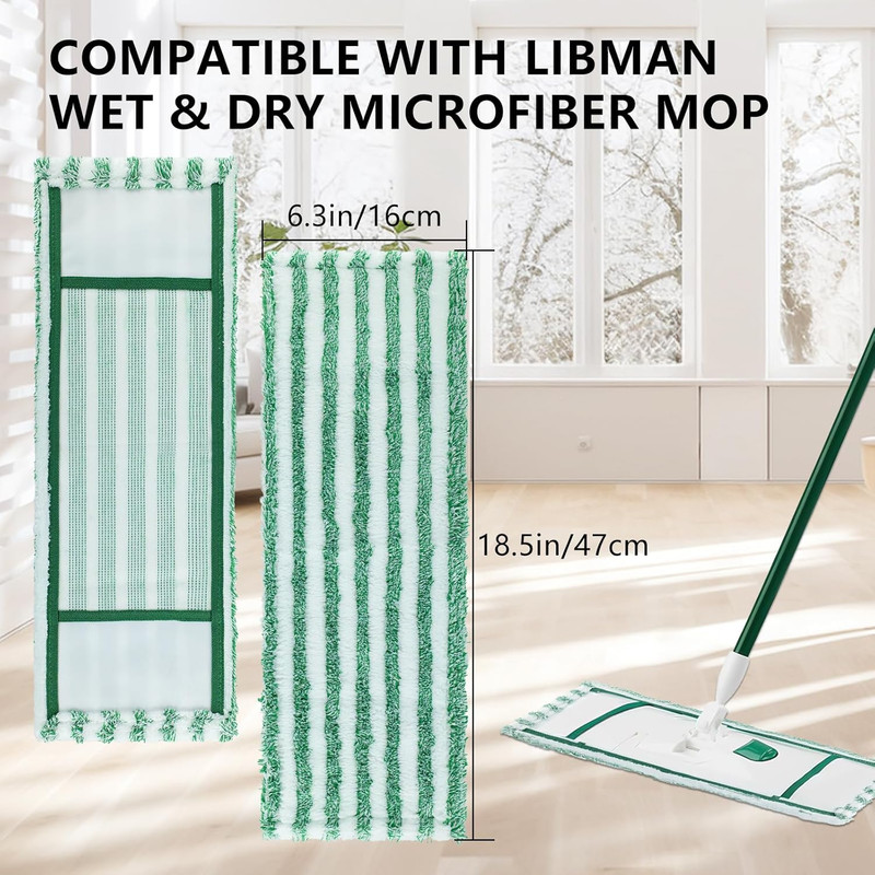 6 Pack Replacement Mop Refills Compatible with Libman Wet & Dry Microfiber Mop, gallery