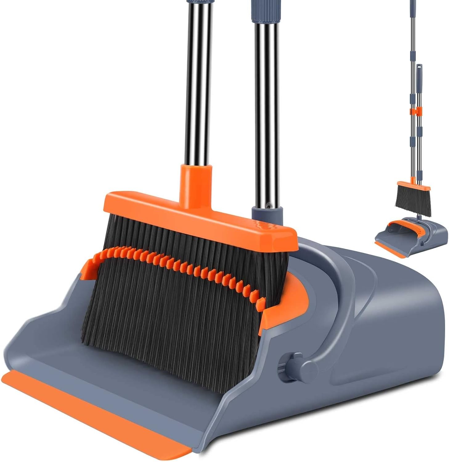Upgrade Broom and Dustpan Set, Self-Cleaning with Dustpan Teeth, Indoor&Outdoor gallery