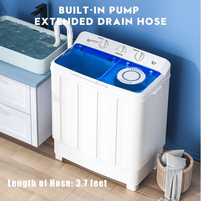 Auertech Portable Washing Machine, 28lbs Twin Tub Washer Mini Compact Machine gallery