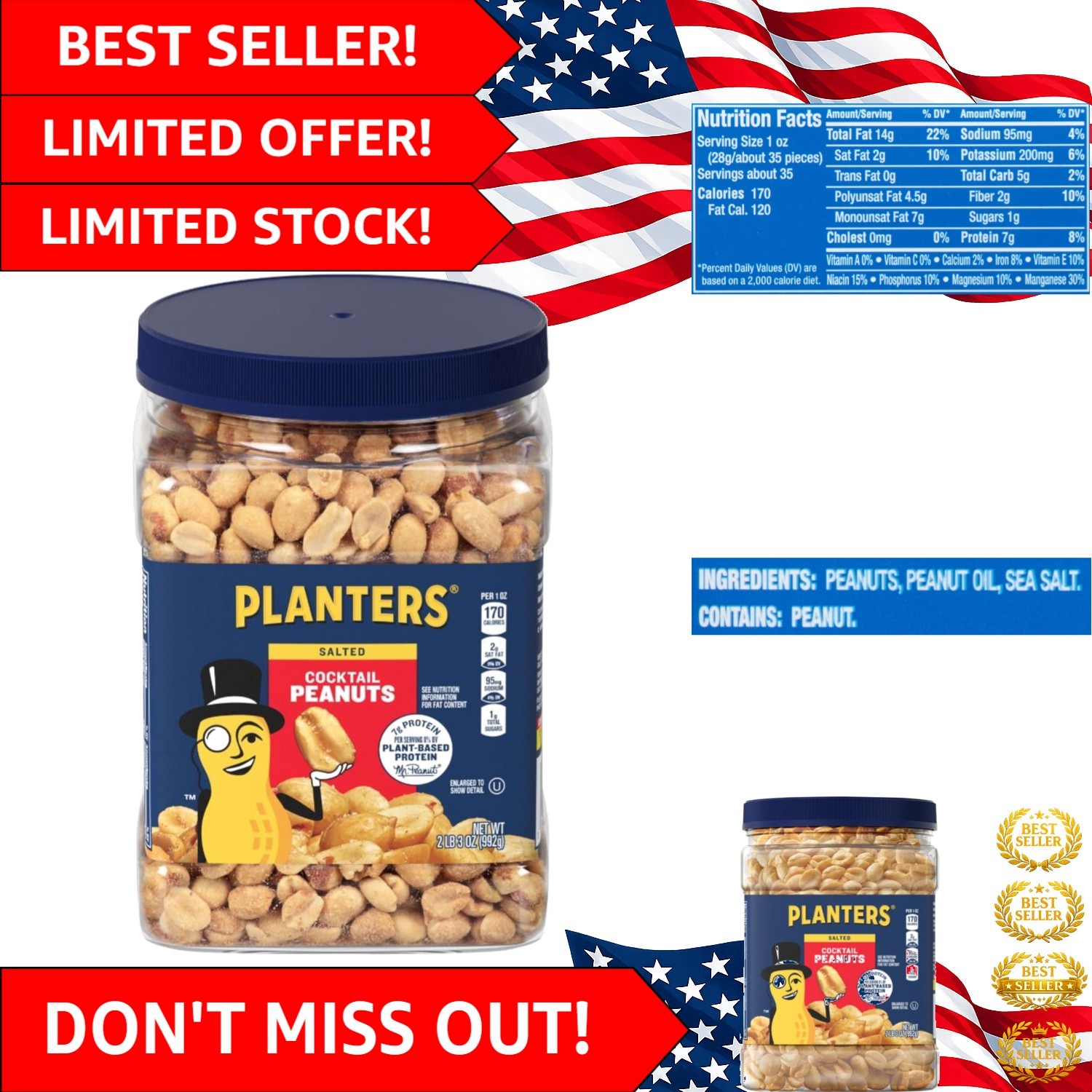 Versatile Salted Peanuts - Ideal After-School Snack and Party Treat, 35 Oz Size gallery