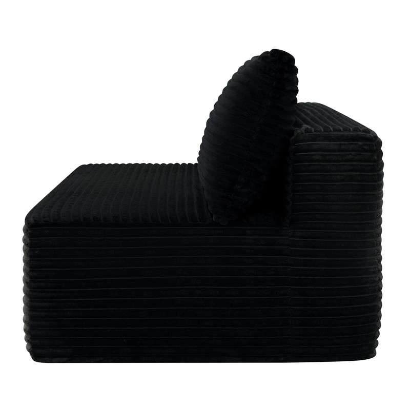 58" L-Shape Cloud Sectional Couch with Double Chaise, Black gallery
