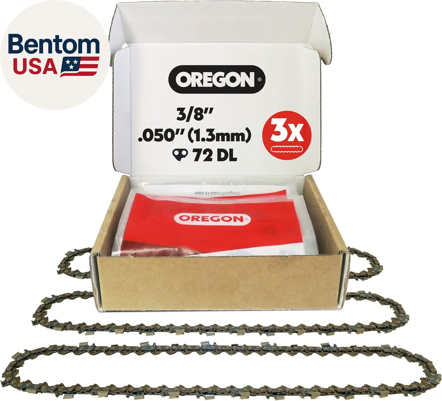 3-Pack 3/8" LP Pitch, .050" (1.3Mm) Gauge, Chainsaw Chain for 20" (50Cm) Bar, 72 gallery