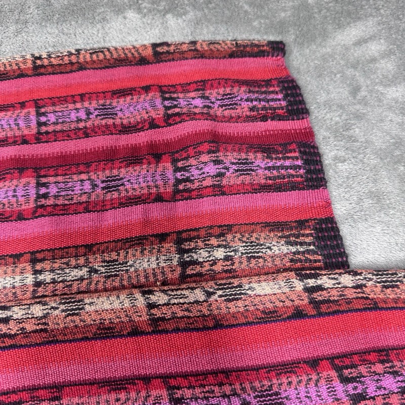 Guatemalan Hand Woven Table Runner Pink Red Stripe Textile Boho Folk Art 80x33 gallery