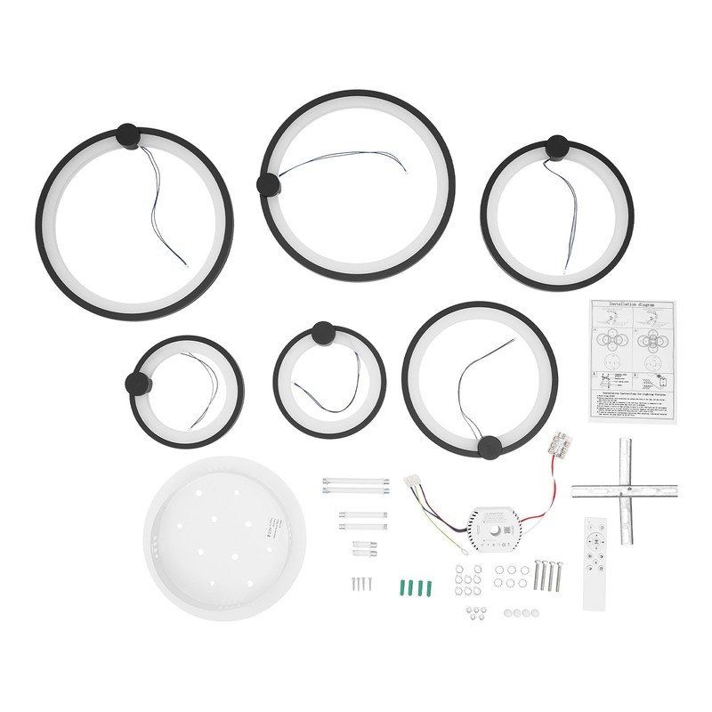 Led Ceiling Light 3500k-6500k Flush Mount Fixture Dimmable 6 Rings Daylight gallery